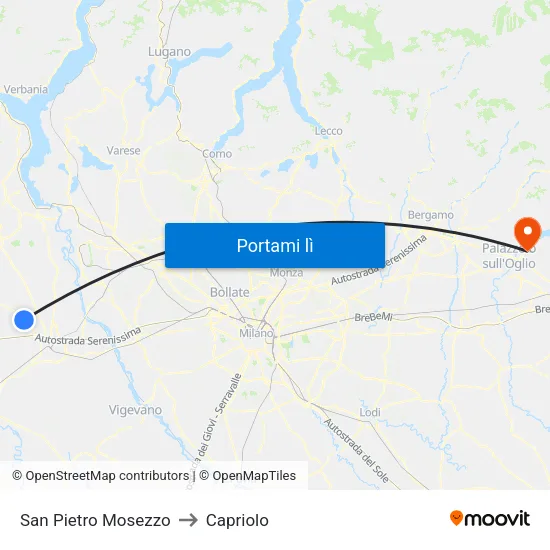 San Pietro Mosezzo to Capriolo map