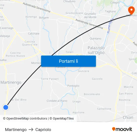 Martinengo to Capriolo map