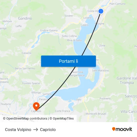 Costa Volpino to Capriolo map