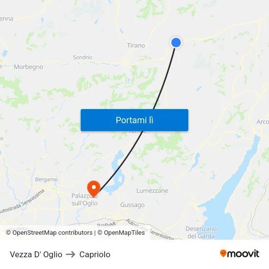 Vezza D' Oglio to Capriolo map