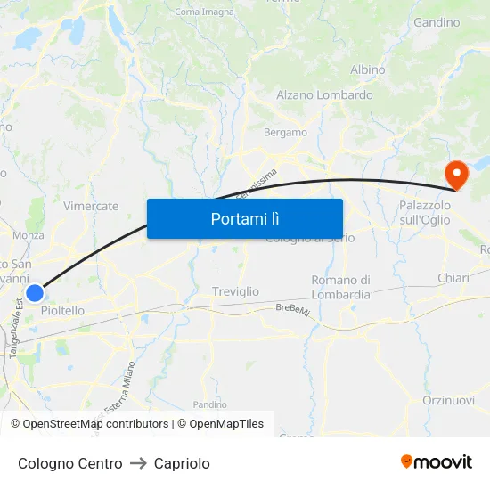 Cologno Centro to Capriolo map