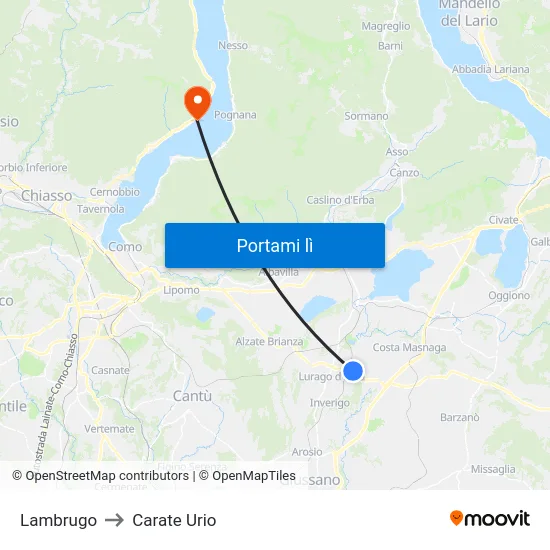 Lambrugo to Carate Urio map