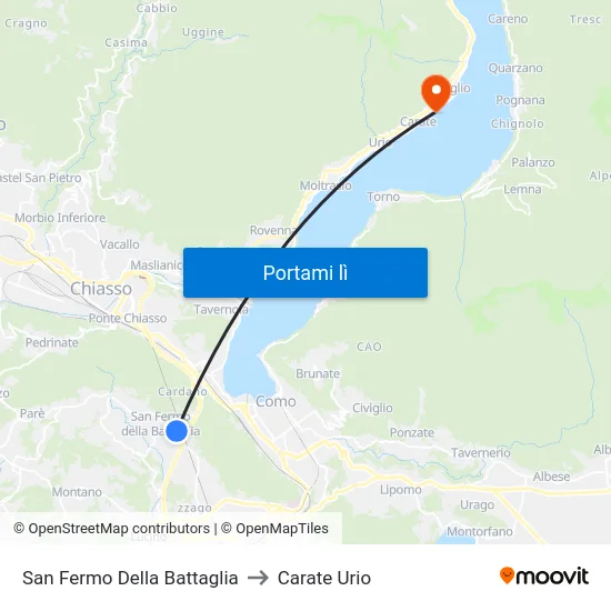San Fermo Della Battaglia to Carate Urio map