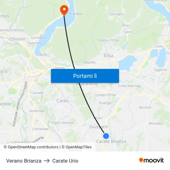 Verano Brianza to Carate Urio map