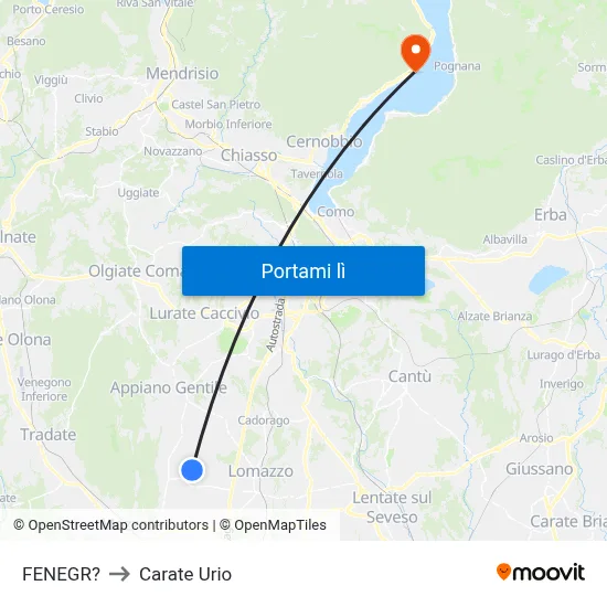 FENEGR? to Carate Urio map