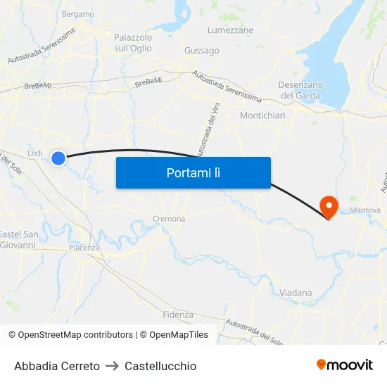 Abbadia Cerreto to Castellucchio map