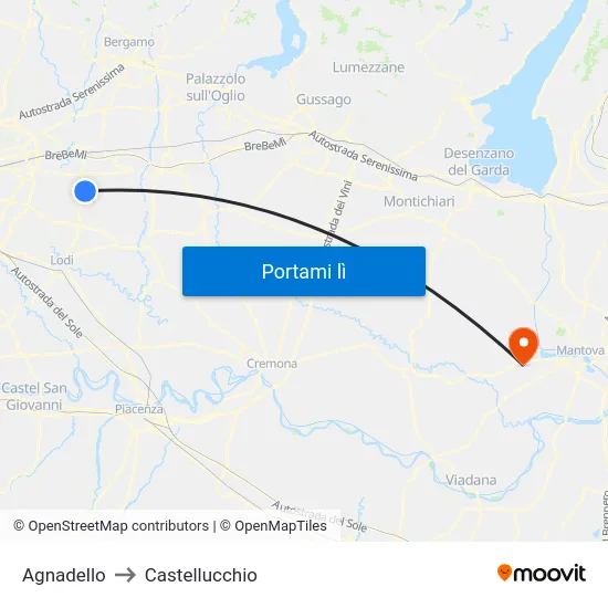 Agnadello to Castellucchio map