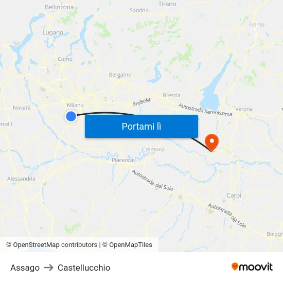 Assago to Castellucchio map