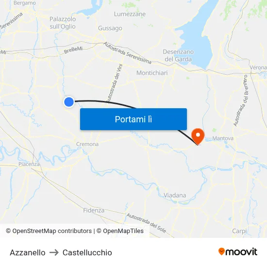 Azzanello to Castellucchio map