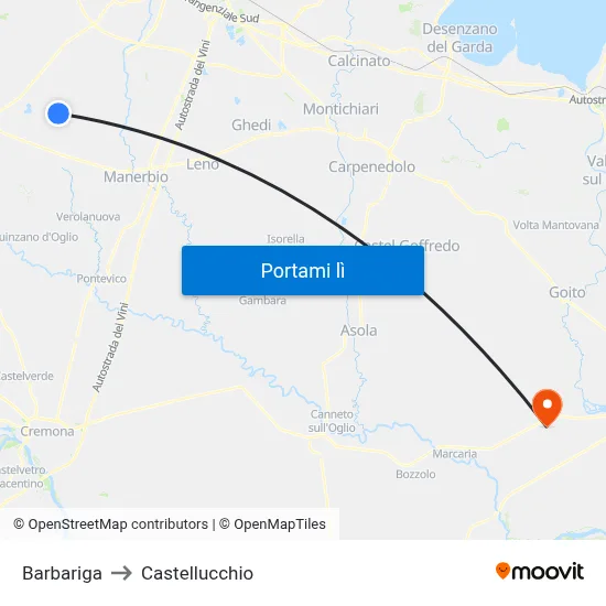 Barbariga to Castellucchio map