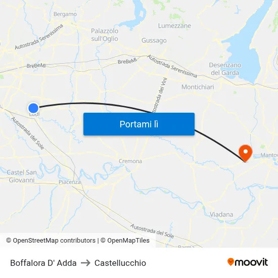 Boffalora D' Adda to Castellucchio map