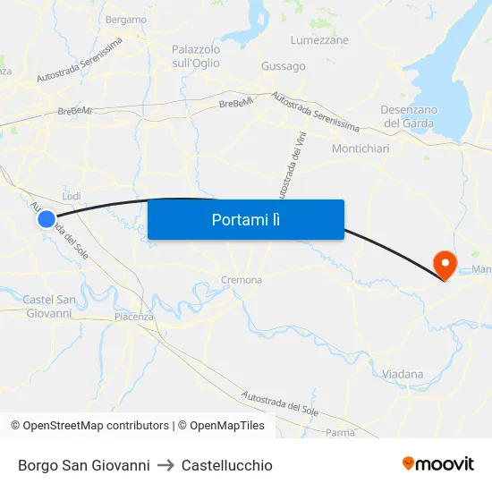 Borgo San Giovanni to Castellucchio map