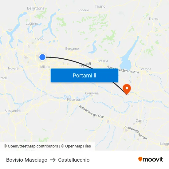 Bovisio-Masciago to Castellucchio map