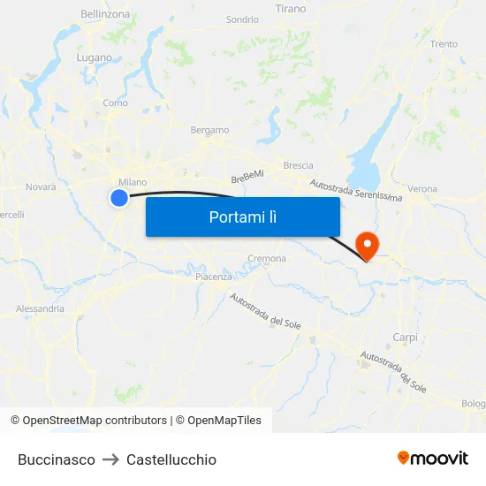 Buccinasco to Castellucchio map
