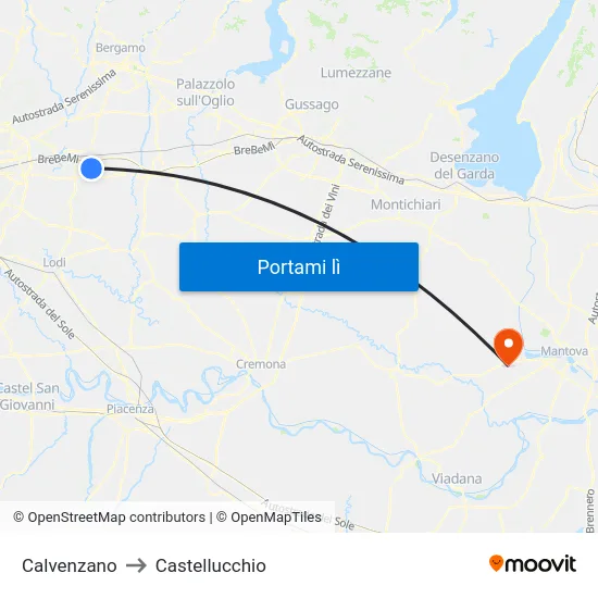 Calvenzano to Castellucchio map