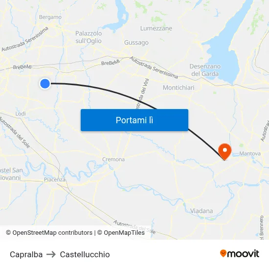 Capralba to Castellucchio map