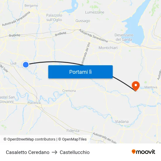 Casaletto Ceredano to Castellucchio map