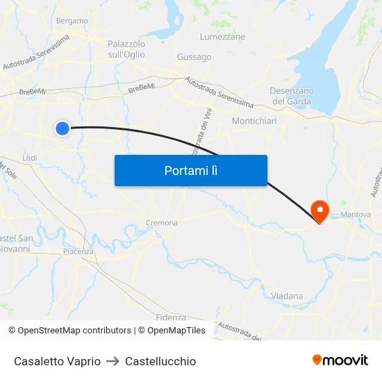 Casaletto Vaprio to Castellucchio map
