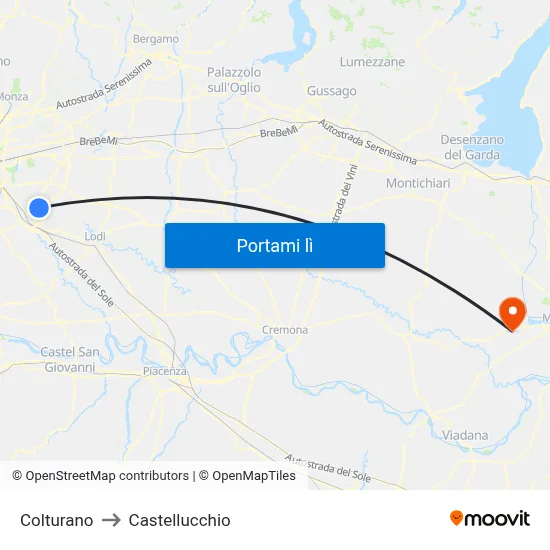 Colturano to Castellucchio map