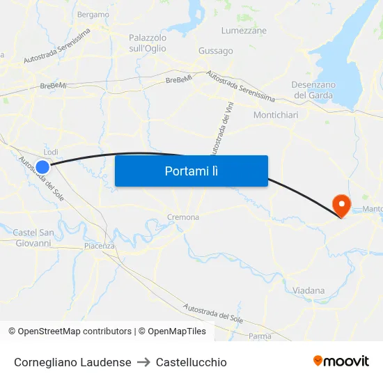 Cornegliano Laudense to Castellucchio map