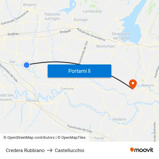 Credera Rubbiano to Castellucchio map