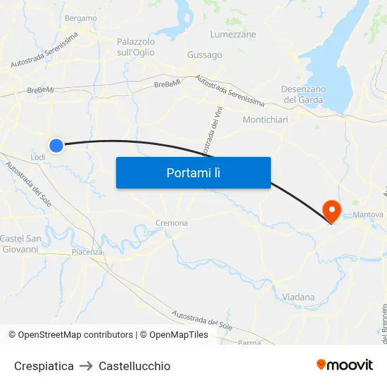 Crespiatica to Castellucchio map
