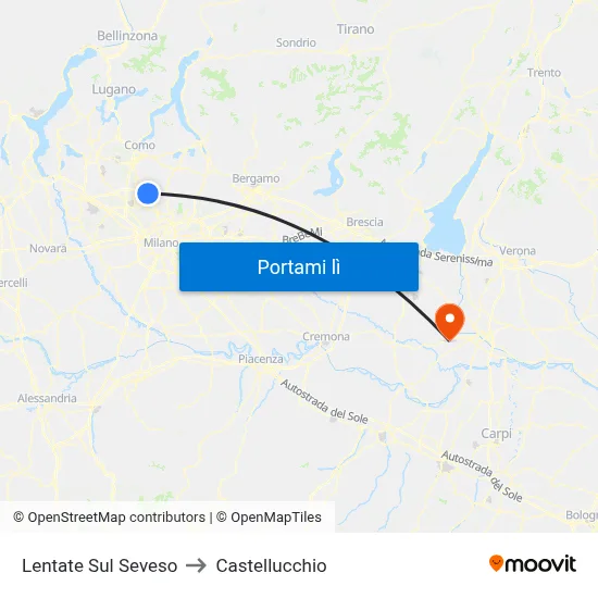 Lentate Sul Seveso to Castellucchio map