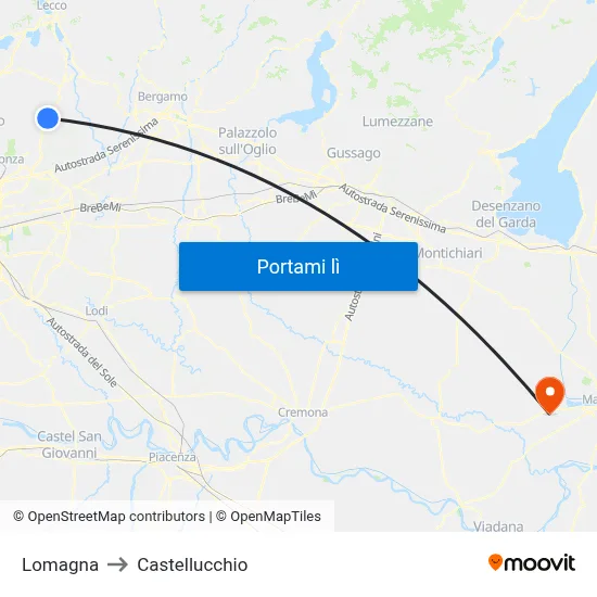 Lomagna to Castellucchio map