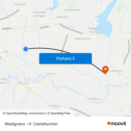 Madignano to Castellucchio map