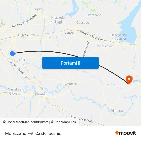 Mulazzano to Castellucchio map