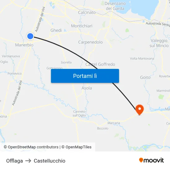 Offlaga to Castellucchio map