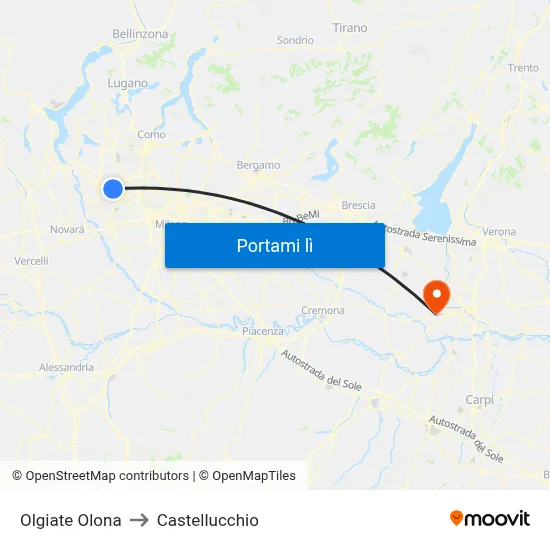 Olgiate Olona to Castellucchio map