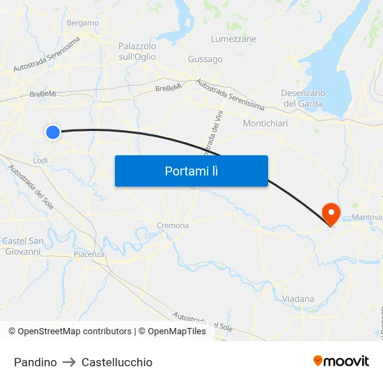 Pandino to Castellucchio map