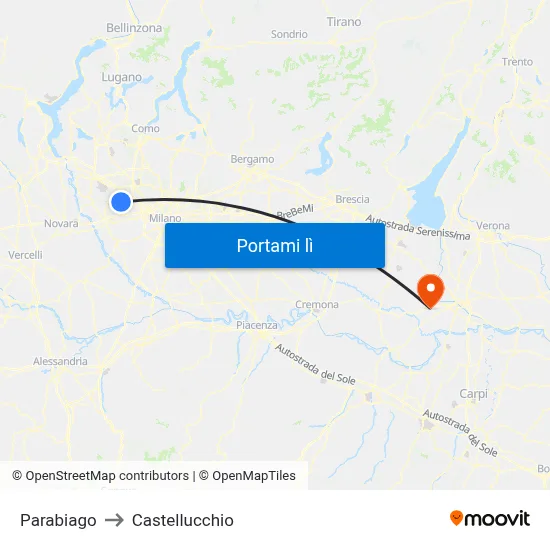 Parabiago to Castellucchio map