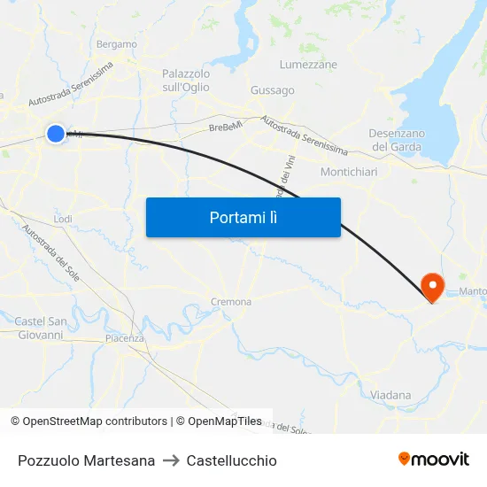 Pozzuolo Martesana to Castellucchio map