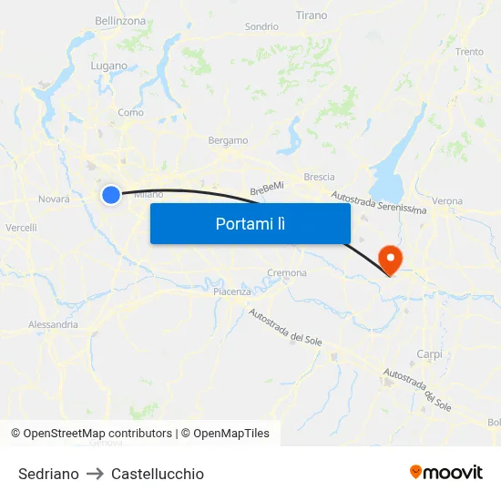 Sedriano to Castellucchio map