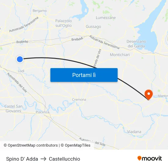 Spino D' Adda to Castellucchio map