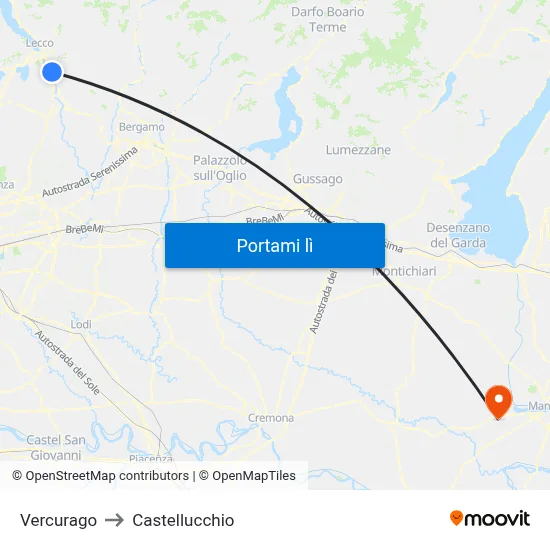 Vercurago to Castellucchio map