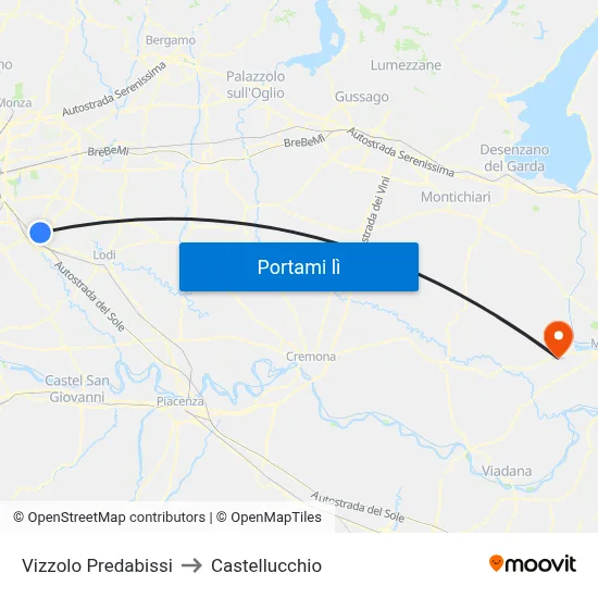 Vizzolo Predabissi to Castellucchio map
