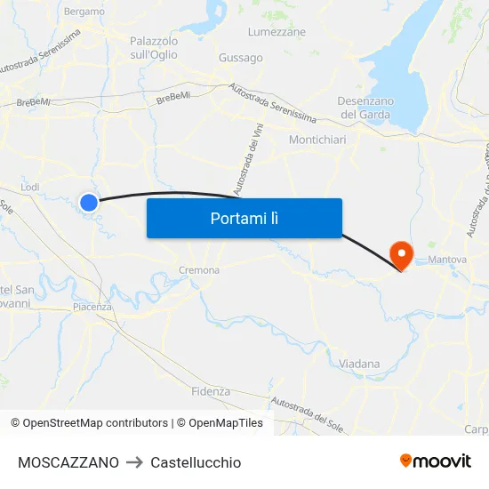MOSCAZZANO to Castellucchio map