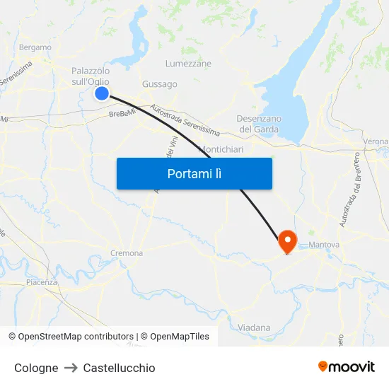 Cologne to Castellucchio map