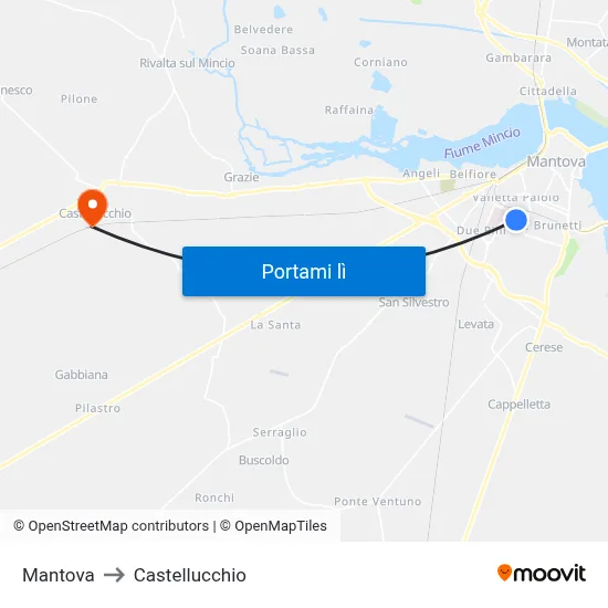 Mantova to Castellucchio map