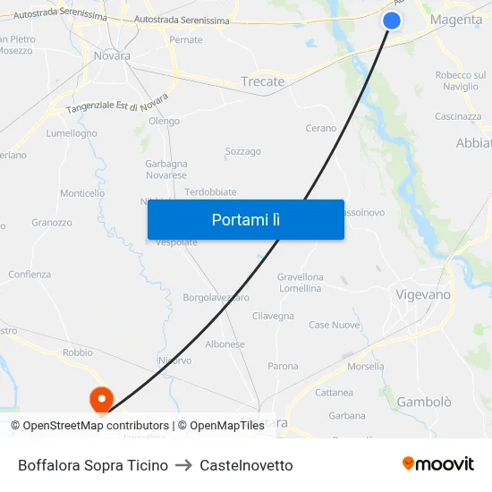 Boffalora Sopra Ticino to Castelnovetto map
