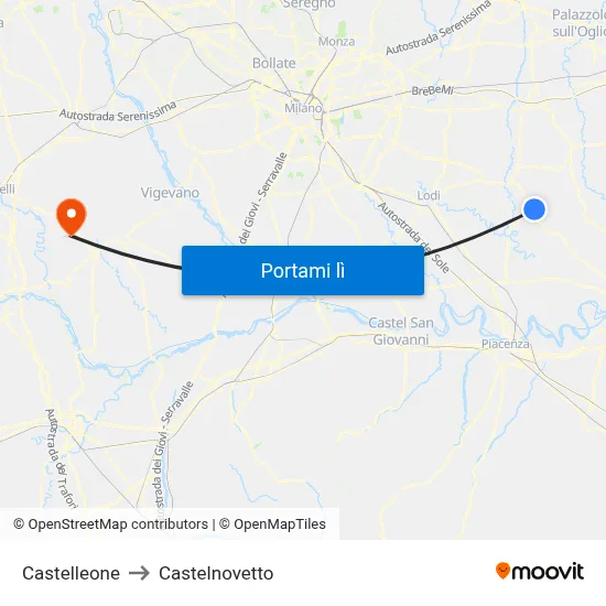 Castelleone to Castelnovetto map