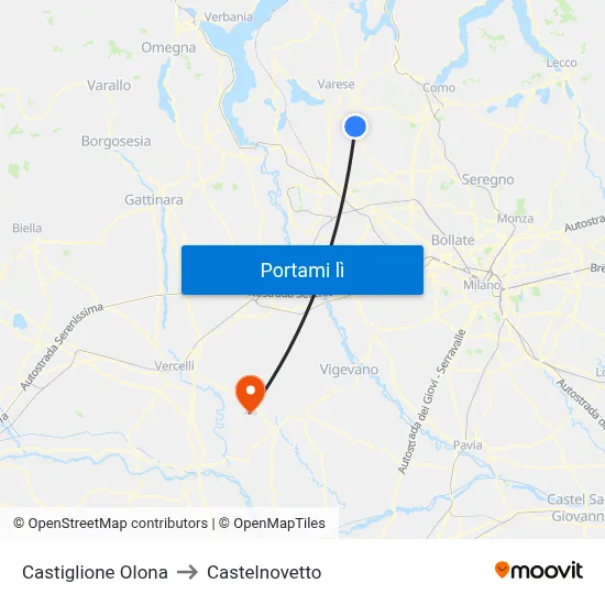 Castiglione Olona to Castelnovetto map