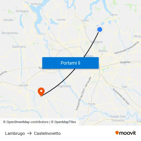 Lambrugo to Castelnovetto map