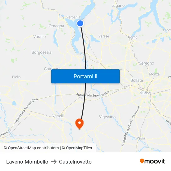 Laveno-Mombello to Castelnovetto map