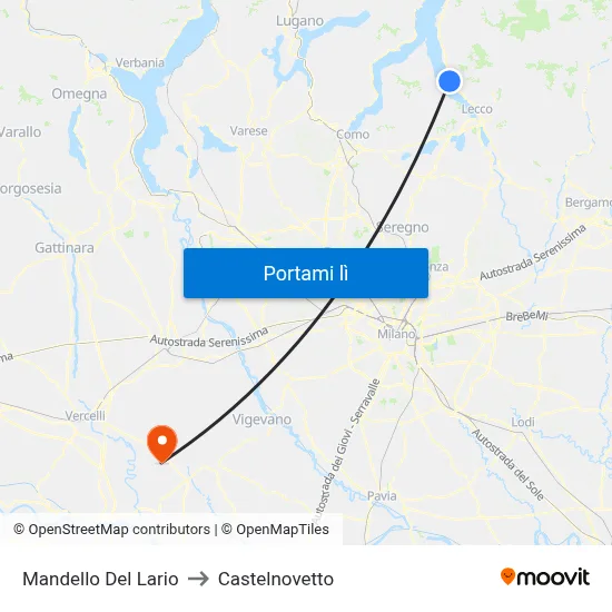 Mandello Del Lario to Castelnovetto map