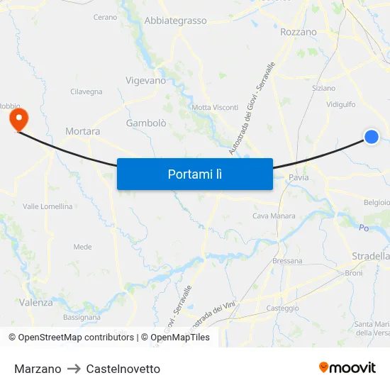 Marzano to Castelnovetto map