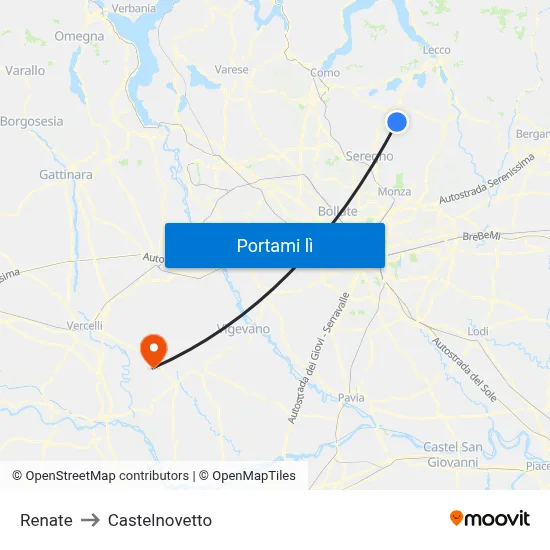 Renate to Castelnovetto map